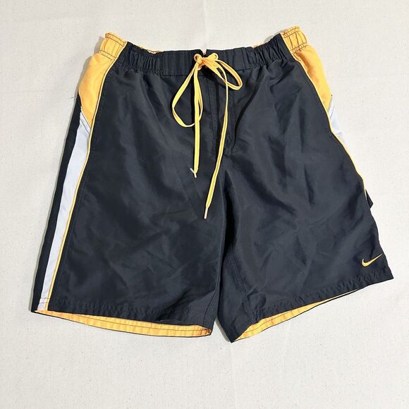 Nike Men’s Swim Shorts Trunks Gray / Orange Size Small Drawstring - Picture 1 of 8